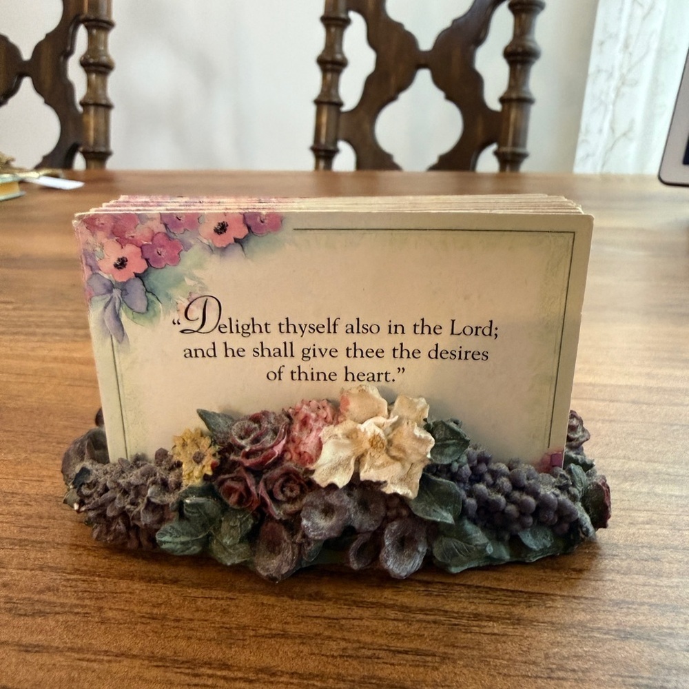 Floral Resin Card Holder - Pink, Purple, Cream religious